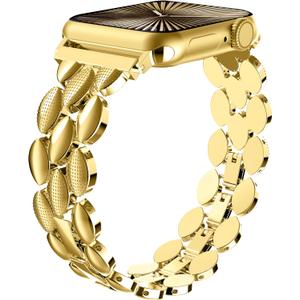 Moolia Elegant Metal Strap Compatible with Apple Watch Band 42mm 44mm 45mm 46mm 49mm Metal Fashion Women Replacement Strap Bracelet for iWatch Series 11/10/9/8/7/6/5/4/3/2/1/Ultra(1/2/3) Gold