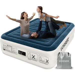 Twin Air Mattress with Built-in Pump,Fast & Easy Inflation/Deflation Inflatable Mattress, Foldable Blow Up Mattress with Storage Bag, Inflatable Bed for Home, Camping & Guests (TwinXL 15''(Standard Height), Navy Blue)