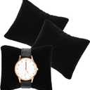 3 PCS Velvet Bracelet Watch Pillow, Black Watch Pillows Jewelry Displays Soft Durable Bracelet Bangle Watches Display Holder Fashion Jewelry Cushions Display Stand(3 Inch)