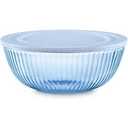 Pyrex Colors Tinted Large Glass Mixing Bowls With Lids, Nesting Space Saving Set of Bowls For Prepping and Baking, 4.5QT