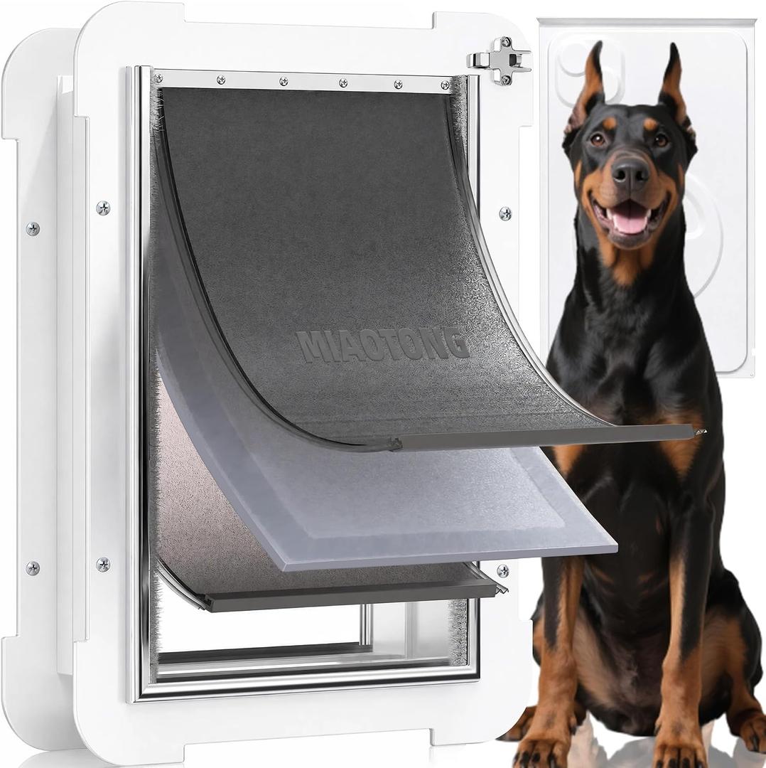 3-Flap Never Rust Extra Large Dog Door for Doors with Sliding Lock Panel