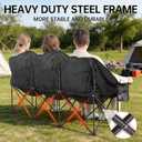 3 Person Camping Chair for Adults Folding Double Camping Chair Oversized Heavy Duty Camping Loveseat with Cup Holders & Carry Bag, Portable Outdoor Lawn Chair for Camping, Beach, Backyard Black & Grey