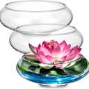Baderke 3 Pcs Hydroponic Planter Lotus Flower Pot Planter Lotus Bowl Clear Glass Fish Bowl Vase for Planting Indoor Home Decor Water Lily Narcissus Planting Water Lily (9.84in)