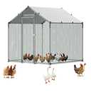 VEVOR Metal Chicken Coop, Large Walk-in Chicken Runs with Cover, Spire Roof Hen House Enclosure with Security Lock, Outdoor Duck Rabbit Cage Poultry Pen for Backyard, Farm, Yard  6.56x6.56x6.56ft