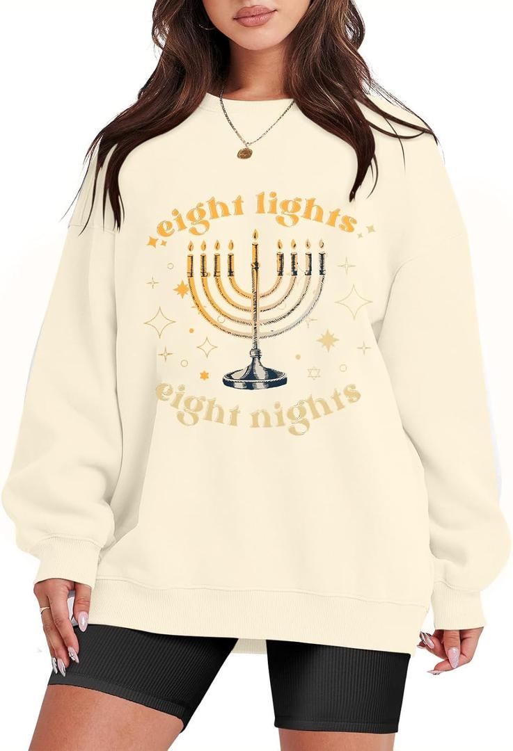 FASHGL Women Y2K Sweater Oversized Streetwear Sweaters Long Sleeve V Neck Pullover Jumper Knit Top Cute Number Graphic Top (XX-Large, Apricot 0)