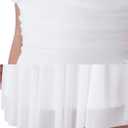 eoeoo Women's Sexy V Neck Ruffled Hem Mesh Sleeveless Ruched Spaghetti Strap Flowy Mini Dress (White, M)