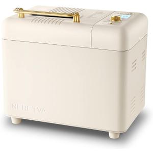 Neretva Bread Machine, 2.2LB 15-in-1 Bread Maker, Dual Heater Breadmaker Machine with Auto Nut Dispenser & Nonstick Ceramic Pan, Bread Maker Machine for Gluten Free, Dough Maker, Sourdough, Yogurt