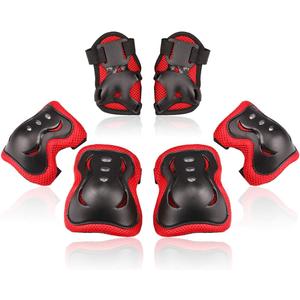 BOSONER Kids/Youth Knee Pad Elbow Pads Guards Protective Gear Set for Roller Skates Cycling BMX Bike Skateboard Inline Skatings Scooter Riding Sports (Medium(9-15 years), Black / Red)