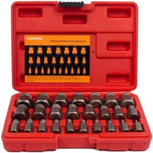 25Pcs Screw Bolt Nuts Extractor Set, Hex Head Multi-Spline Remover Bolt Extractor Set, Rounded Bolt Remover For Broken Studs, Bolts, Hexagon Sockets Screws and Fittings
