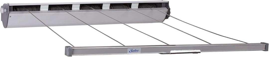 Household Essentials Retractable 5-Line Dryer, White, 36.5" W x 8" L x 6.5" H