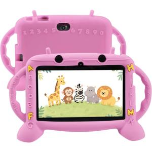 Kids Tablet, 7 inch Tablet for Kids 2-10, Educational Learning Toddler Tablet Android 11, 3GB RAM+32GB ROM Storage, Google Play YouTube (Pink)