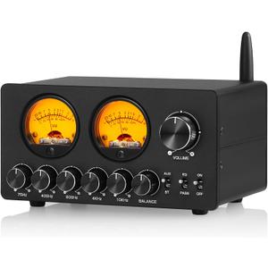 Douk Audio 5 Band Equalizer Bluetooth EQ Preamp for Home Stereo/Computer Speaker/Amplifier with VU Meter (EQ5 Tone Upgraded Version)