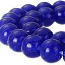 RUBYCA Round Crackle Druk Czech Crystal Pressed Glass Beads for Jewelry Making 10mm Strand (Blue)