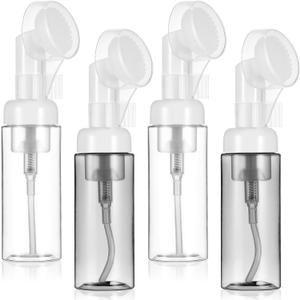 TOYANDONA 4-Pack 2Oz Transparent Foaming Bottles Small Refillable Facial Cleanser Pump Containers for Travel Hand Soap Shampoo Mousse