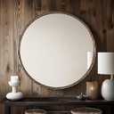 ANDY STAR Hand-Forged Round Bathroom Mirror, 24 Inch Oil Rubbed Bronze Vanity Circular Mirror, Solid Steel Antique Hammered Rounded Mirrors for Wall Decor, Washroom, Entry, Fireplace