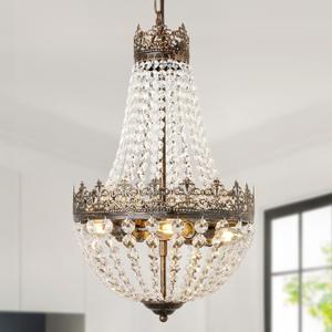 VerRon French Empire 4-Light Crystal Chandelier Antique Pendant Lighting
Real K9 Empire Crystal Chandeliers, Mini Vintage Ceiling Lights for Dining Room, Bedroom, Foyer, Living Room, Hallway