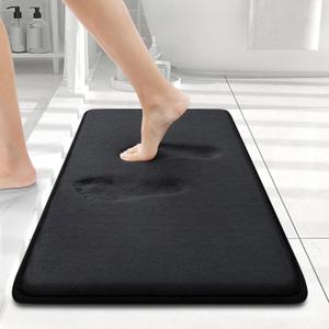 Smiry Memory Foam Bath Mat 24x16, Extra Soft and Absorbent Bathroom Mats, Non Slip Washable Carpet for Floor, Shower and Tub, Black