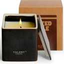 Candles for Home Scented, Modern Rustic Ceramic Candle Jar, Soy Candles Non Toxic in Elegant Ceramic Jar, Dark Leather & Oud