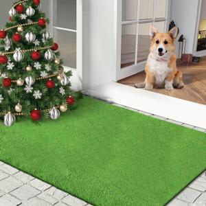 Yamaziot Artificial Grass Door Mat 48x32 inch Realistic Artificial Grass Potty Training Rug for Dogs with Drain Holes, Fake Grass Dog Pet Turf Mat for Garden Lawn Landscape Patios (48 x 32 in)
