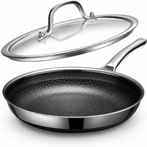 Non Stick Frying Pans, 12-inch with Lid, Hybrid Frying Pans Nonstick,non stick Skillets Stainless Steel, Dishwasher & Oven-Safe, Induction Compatible Cooking Pan, PFOA Free Saucier Cookware