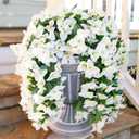 Bougainvillea Artificial Hanging Flowers Plants for Outdoors Decoration, 2pcs Fake Flowers White Bougainvillea Vines Realistic UV Resistant Silk Flowers for Outside Planter Porch Patio Yard
