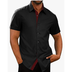 JMIERR Men's Casual Button Down Shirts Wrinkle-Free Short Sleeve Business Dress Shirt, Size XL