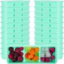 Hushee 25 Pack 17 oz Small Meal Prep Containers with 3 Compartments Snack Containers with Lid Disposable Plastic Bento Box Travel Lunch Food Boxes Stackable for Office Picnic (Green)