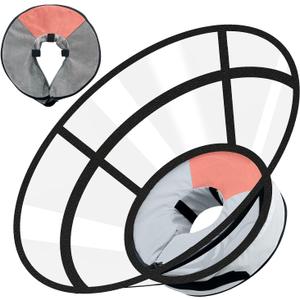 Sponge Core Dog Cat Cone Collar for After Surgery Recovery, Inflatable Dog Cone Alternative, Lainergie Dogs Donut Collar Adjustable with 2PCS Cover for Large Medium Small Dogs Cats (Grey+Pink, S) (S (Neck: 5"-8"))