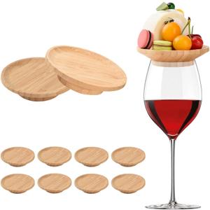 10 Pcs Wine Glass Charcuterie Topper, 4" Mini Charcuterie Boards, Wine Appetizer Plates for Family Gatherings, Restaurants, Bars
