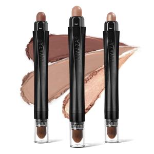 3Pcs Neutral Brown Eyeshadow Stick Set, Matte And Shimmer Creamy Eyeshadow Pencil, Shiny Pink Shadow, Waterproof Long Lasting Smoky Eye Makeup (A1-Pink Ballet)