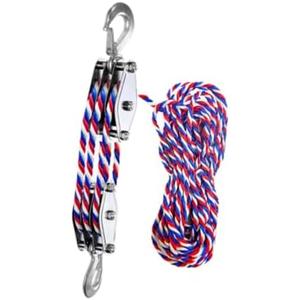 Block and Tackle Pulley System with 15m Rope, 1100LBS Capacity, Steel Construction for Heavy Lifting