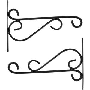 Hanging Basket Bracket 2PCS 12x8 Inch Metal Hanging Basket Hooks Heavy Duty Plant Hanger Decorative Plant Hooks for Lanterns Bird Feeder Flower