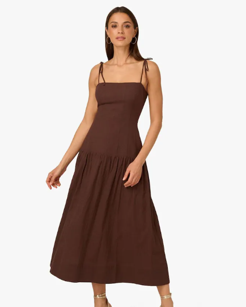 Adrianna Papell Womens Solid Midi Dress 18