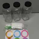 STARSIDE 12 oz 3 Pack Glass Juice Bottles with Lids - Square Reusable Drinking Jars for Juicing, Milk, Kombucha - Includes 1 Bottle Brush, 6 Colored Labels