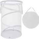 BATTOO Large Collapsible Laundry Basket Foldable Mesh Pop Up Hamper with Handles for Laundry Room, Bathroom, Kids Room, College Dorm, Travel, Storage Organizer White (13.5 x 24 inch)