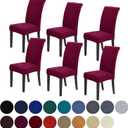 Howhic Stretch Chair Covers for Dining Room Set of 6, Removable Washable Dining Room Chair Covers, Dining Chair Slipcovers Seat Protector, Great for Home Decor and Banquet (Burgundy, 6 Pack)