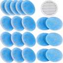 Layhit 20 Pcs Rv 5.25" Round Air Conditioner Filter Foam Air Duct Ac Filter Replacement Vent Filters for Camper Car Parts, Blue and White