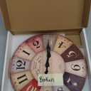 Farmhouse Wooden Wall Clocks Battery Operated 10 Inch Rustic Decorative Wall Clock for Living Room Kitchen Bedroom Small Colorful Silent Wall Clock Non Ticking (No Solid Wood,It is with MDF Material)