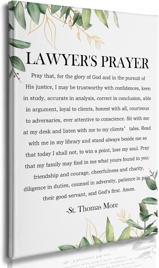 Nitelat Lawyer's Prayer Wall Art, Lawyer Gifts for Women Men Canvas Wall Art Decor for Office Home, Law Office Decor, Cool Gifts for Attorneys, Lawyer Canvas Pictures for Wall Decor, 11x15 Inch