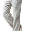 SIR7 Men's Linen Casual Lightweight Drawstrintg Elastic Waist Summer Beach Pants (XXXL)