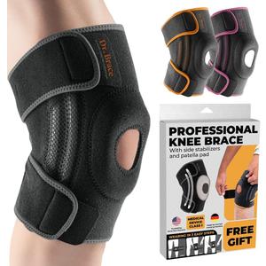 DR. BRACE ELITE Knee Brace with Side Stabilizers & Patella Gel Pads for Maximum Knee Pain Support and fast recovery for men and women-Please Check How To Size Video (Mercury, Large)