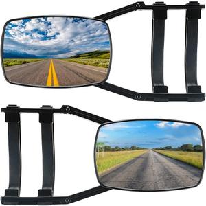 Universal Clip-on Towing Mirrors Extended Mirrors for Towing 360 Degree Rotation Adjustable Towing Mirror, Black, 2 Pieces, Big Flat Mirror-a