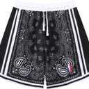 MECH-ENG Men's Paisley Basketball Shorts,Mesh Graphic Training Athletic Running Shorts, Lightweight Beach Boxing Shorts (XS)