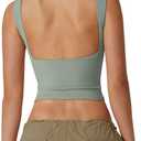 QINSEN Women's Sexy Open Back Sleeveless Crop Tank High Neck Slim Fit Cropped Tee Shirt Y2k Tops (Medium)