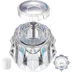 Dreyoo Faucet Handle Compatible with Delta RP17451, Replacement Faucet Handle with Offset Hole for Shower/Tub, 2-1/2'' x 2-1/8'' Knob, Single Knob, Clear Acrylic Finish (1 Pack)