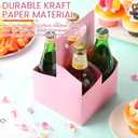 Jetec 50 Pcs 4 Cup Drink Carrier with Handle, Kraft Paperboard Beer Carrier, Disposable Drink Holder for Hot or Cold Drinks, 12-16 oz Bottle Holder for Food Delivery Beverages (Pink)