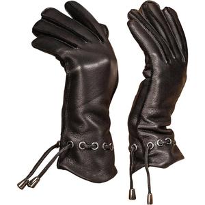 YISEVEN Women's Deerskin Leather Gloves Hand Sewn (8.0"/XL, Black Chain)