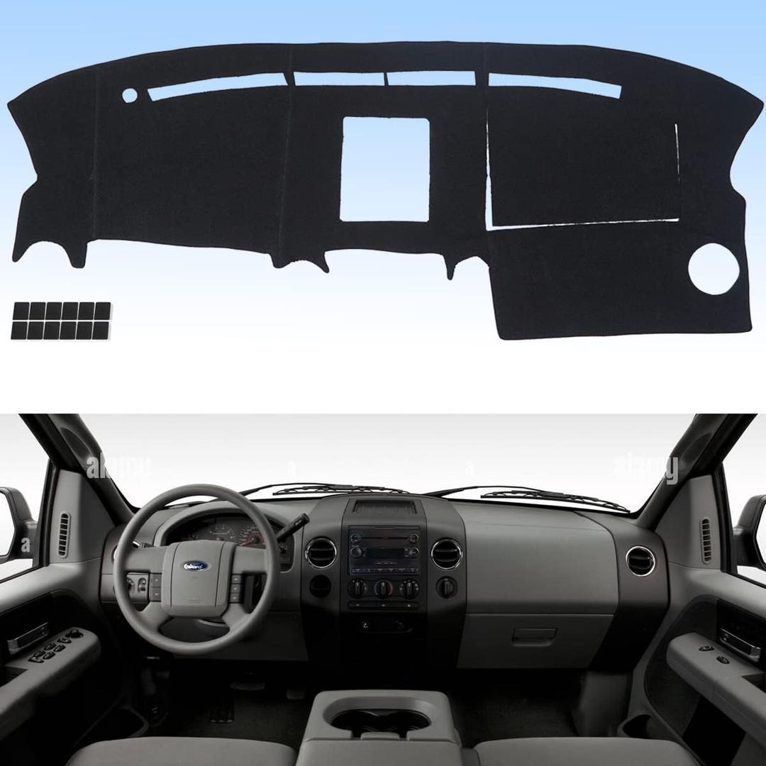 AUQDD Dashboard Cover Mat Fit for 2004 2005 2006 2007 2008 Fo-rd F150, Black Flannel Dash Mat, Anti-Glare, Anti-Reflection, No Peculiar Smell - Only Fit for Left Hand Drive
