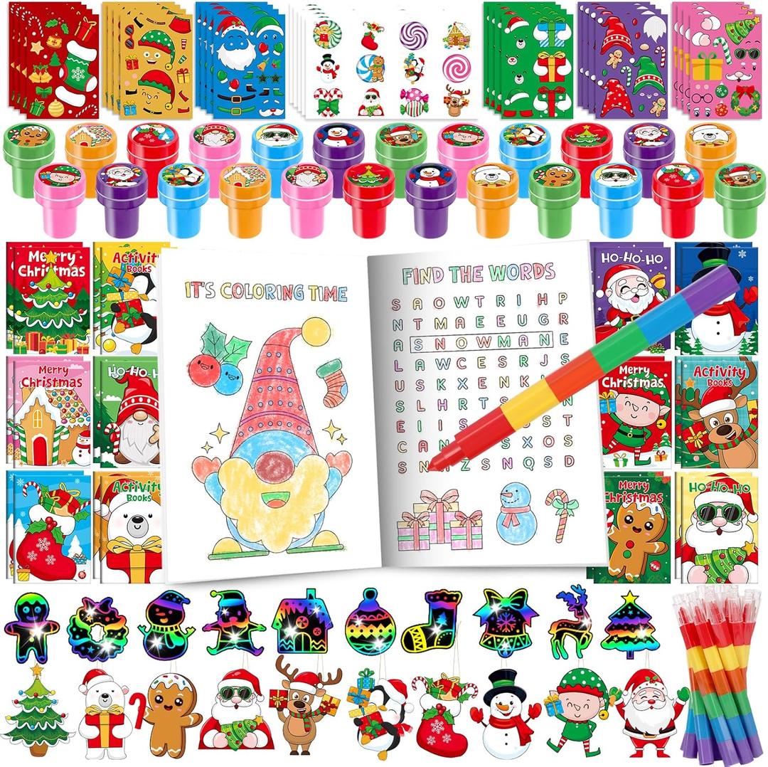 BenLouis Christmas Party Favors for Kids Xmas Classroom Gifts Prize Stockings Filler Coloring Books Bulk for Students Kids Crafts Holiday School Goodie Bag Stuffer12Set Gingerbread
