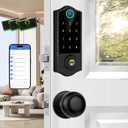 Fingerprint Smart Door Locks for Front Door with Handle Set, App Control, Keyless Entry Door Lock Keypad Deadbolt, Bluetooth Digital Electronic Touchscreen, Easy Install, Auto Lock, Black
